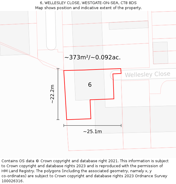 6, WELLESLEY CLOSE, WESTGATE-ON-SEA, CT8 8DS: Plot and title map