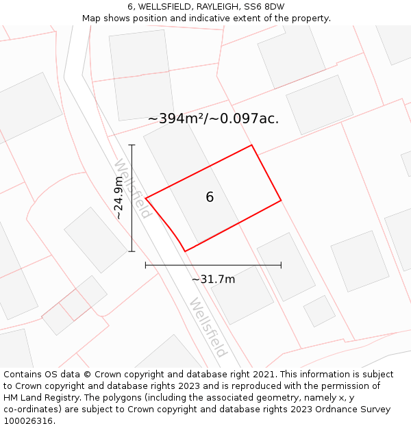6, WELLSFIELD, RAYLEIGH, SS6 8DW: Plot and title map