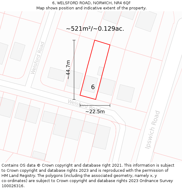 6, WELSFORD ROAD, NORWICH, NR4 6QF: Plot and title map