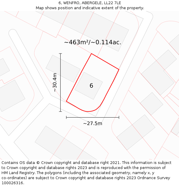 6, WENFRO, ABERGELE, LL22 7LE: Plot and title map