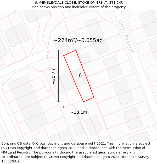6, WENSLEYDALE CLOSE, STOKE-ON-TRENT, ST1 6XR: Plot and title map