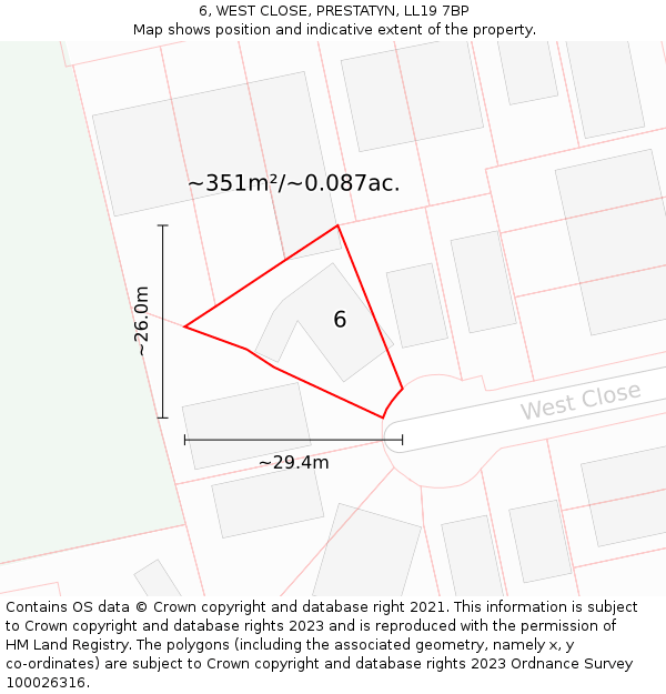 6, WEST CLOSE, PRESTATYN, LL19 7BP: Plot and title map