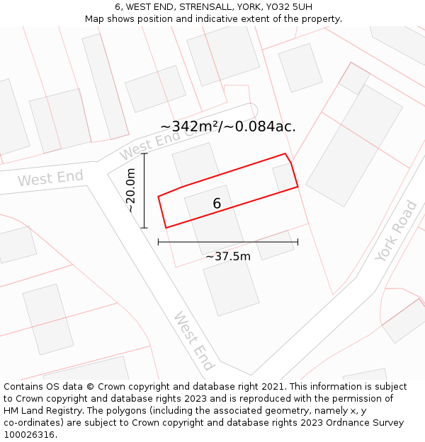 6, WEST END, STRENSALL, YORK, YO32 5UH: Plot and title map