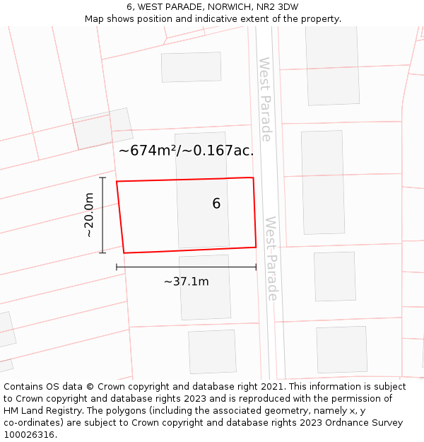 6, WEST PARADE, NORWICH, NR2 3DW: Plot and title map