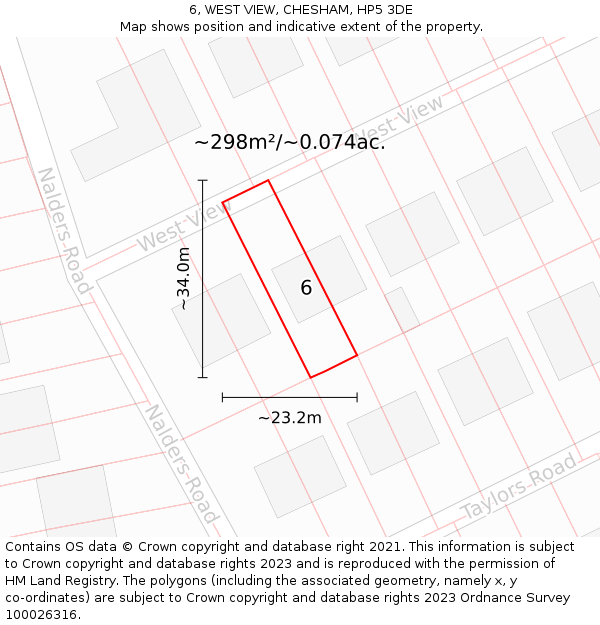 6, WEST VIEW, CHESHAM, HP5 3DE: Plot and title map