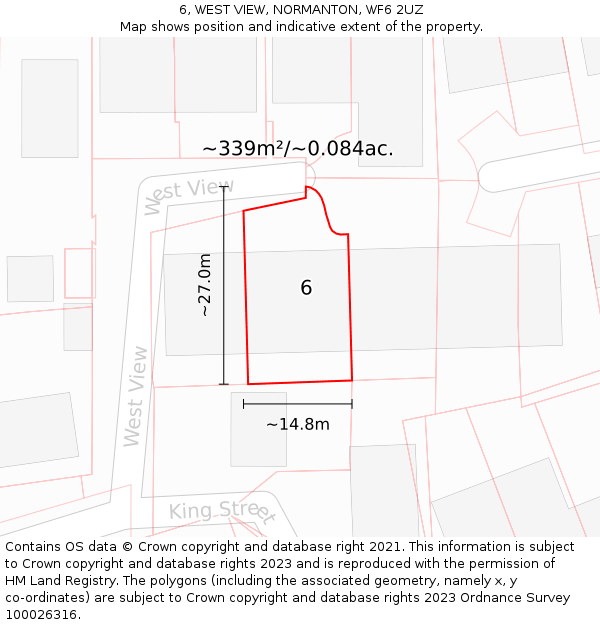6, WEST VIEW, NORMANTON, WF6 2UZ: Plot and title map