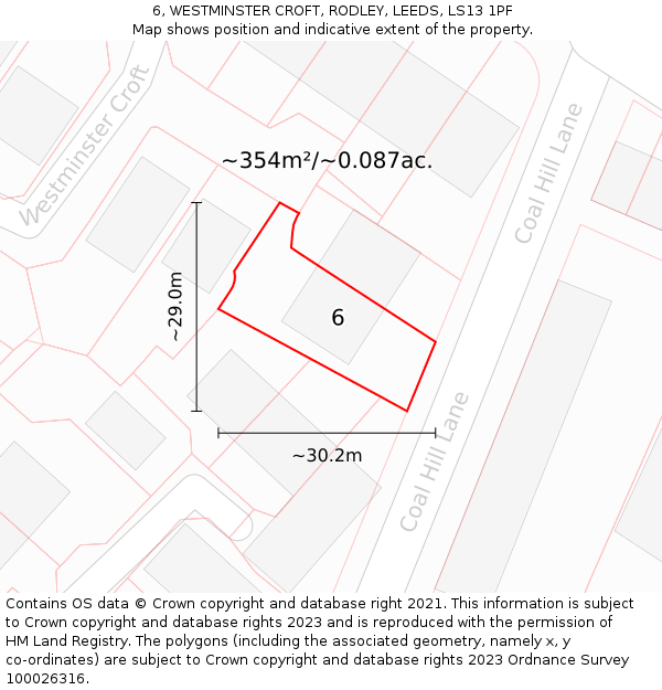 6, WESTMINSTER CROFT, RODLEY, LEEDS, LS13 1PF: Plot and title map