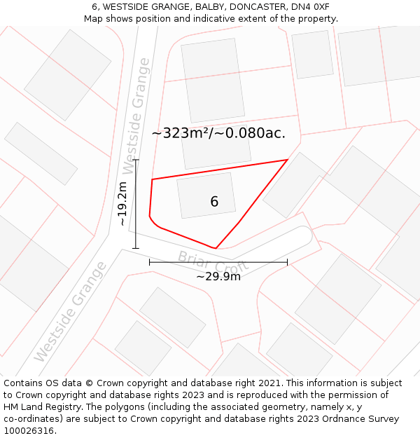 6, WESTSIDE GRANGE, BALBY, DONCASTER, DN4 0XF: Plot and title map