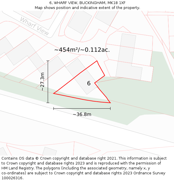 6, WHARF VIEW, BUCKINGHAM, MK18 1XF: Plot and title map
