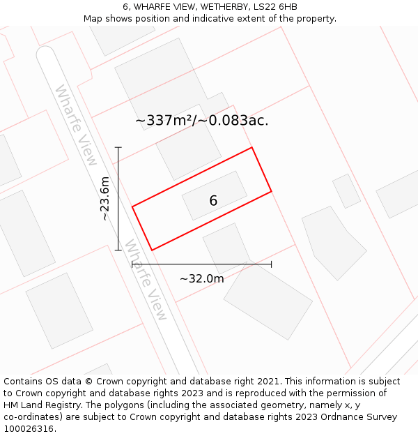 6, WHARFE VIEW, WETHERBY, LS22 6HB: Plot and title map
