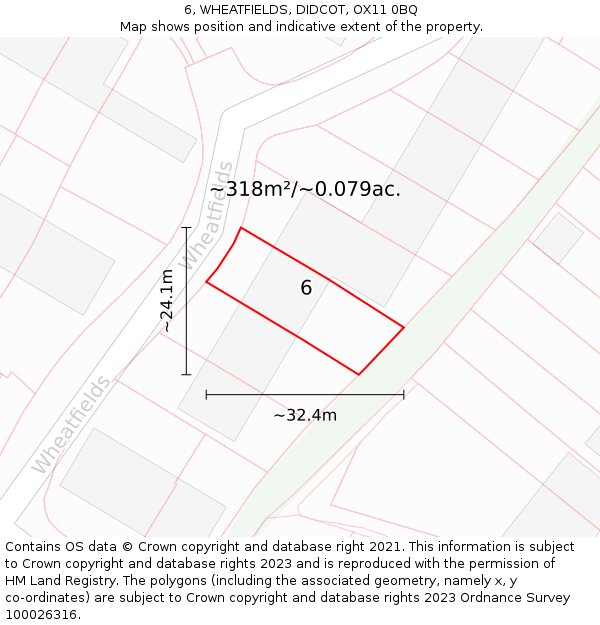 6, WHEATFIELDS, DIDCOT, OX11 0BQ: Plot and title map