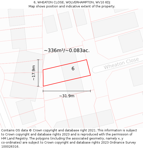 6, WHEATON CLOSE, WOLVERHAMPTON, WV10 6DJ: Plot and title map