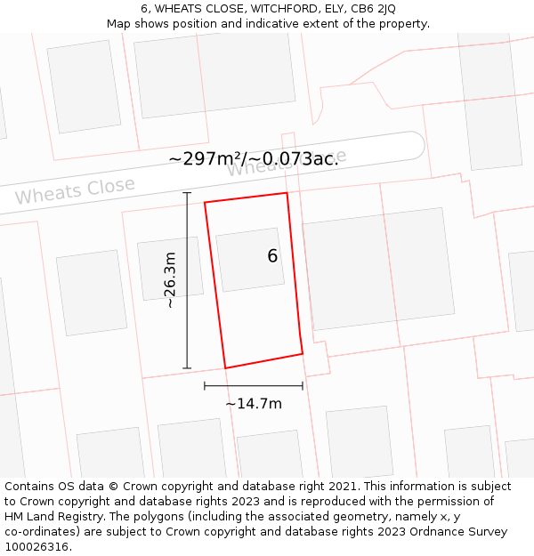 6, WHEATS CLOSE, WITCHFORD, ELY, CB6 2JQ: Plot and title map