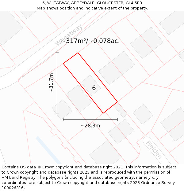 6, WHEATWAY, ABBEYDALE, GLOUCESTER, GL4 5ER: Plot and title map