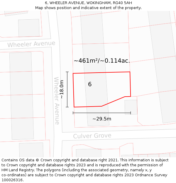 6, WHEELER AVENUE, WOKINGHAM, RG40 5AH: Plot and title map