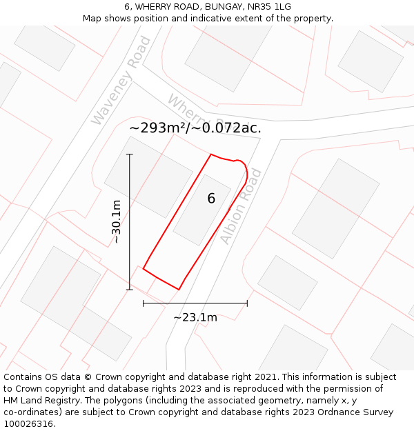6, WHERRY ROAD, BUNGAY, NR35 1LG: Plot and title map