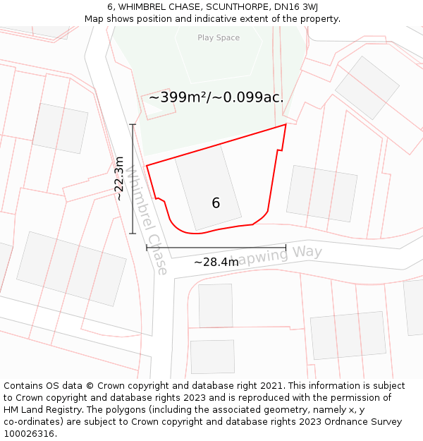 6, WHIMBREL CHASE, SCUNTHORPE, DN16 3WJ: Plot and title map