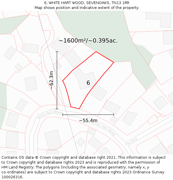 6, WHITE HART WOOD, SEVENOAKS, TN13 1RR: Plot and title map