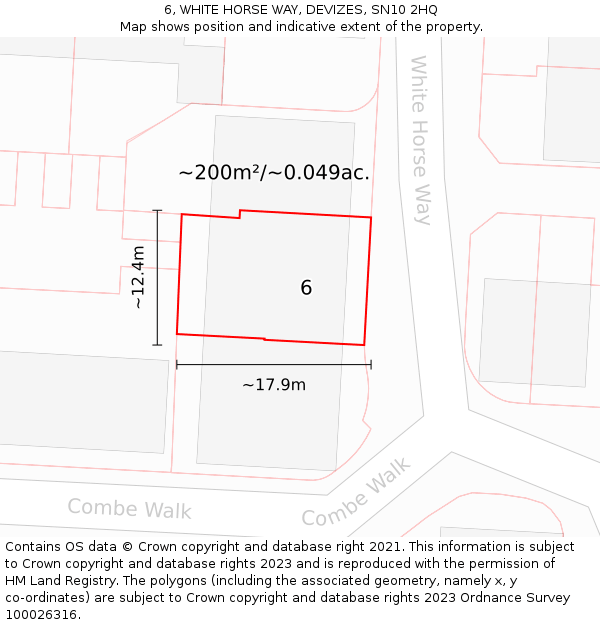 6, WHITE HORSE WAY, DEVIZES, SN10 2HQ: Plot and title map