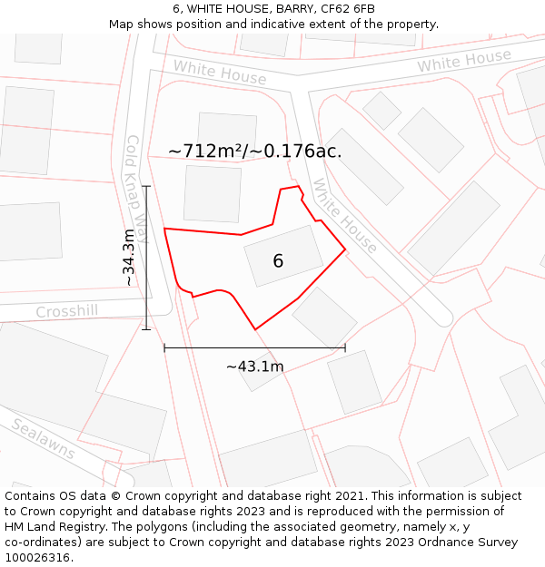 6, WHITE HOUSE, BARRY, CF62 6FB: Plot and title map