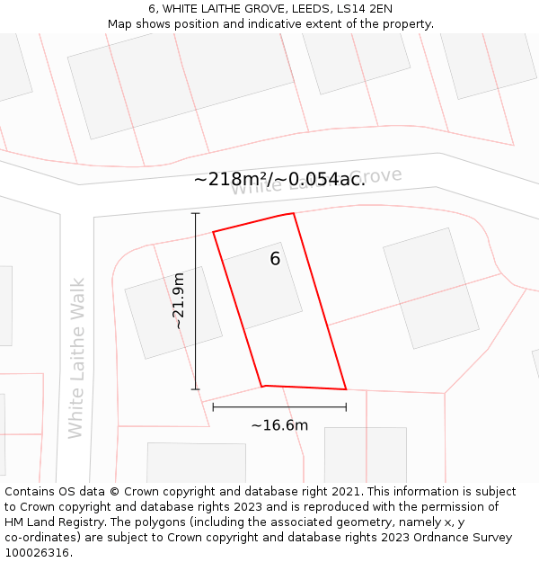 6, WHITE LAITHE GROVE, LEEDS, LS14 2EN: Plot and title map