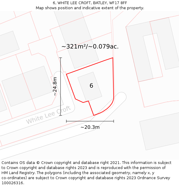 6, WHITE LEE CROFT, BATLEY, WF17 8FF: Plot and title map