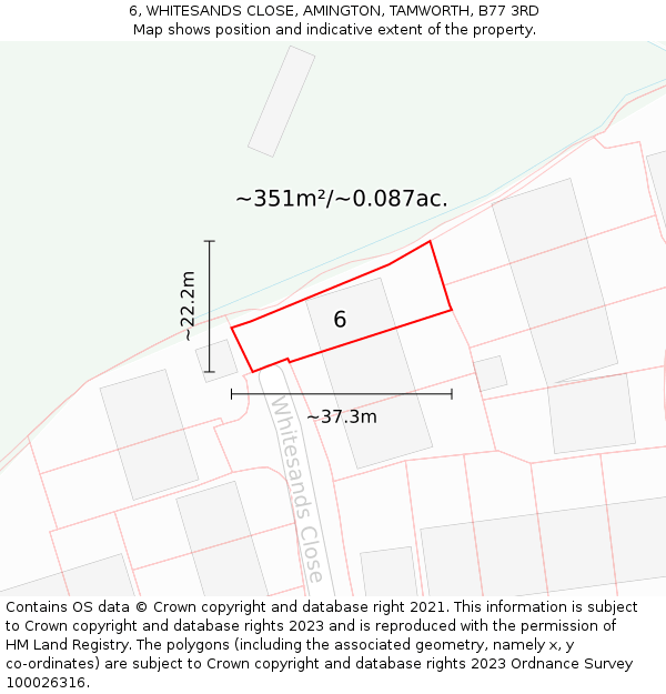 6, WHITESANDS CLOSE, AMINGTON, TAMWORTH, B77 3RD: Plot and title map