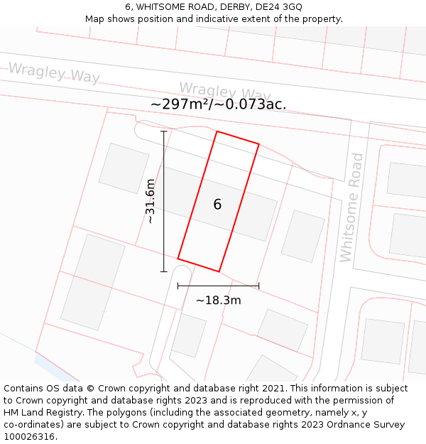 6, WHITSOME ROAD, DERBY, DE24 3GQ: Plot and title map