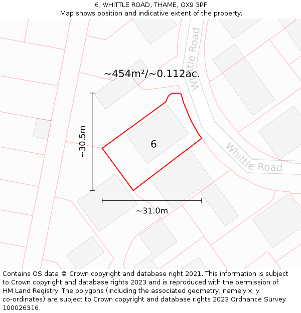 6, WHITTLE ROAD, THAME, OX9 3PF: Plot and title map