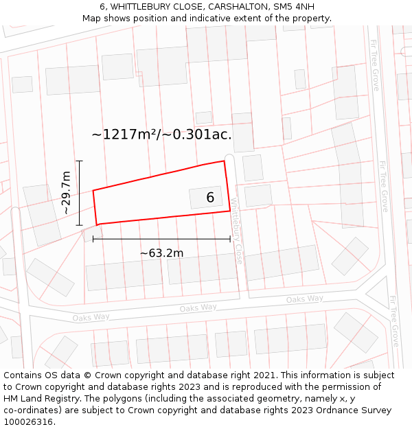 6, WHITTLEBURY CLOSE, CARSHALTON, SM5 4NH: Plot and title map