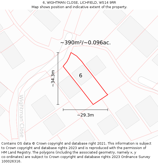 6, WIGHTMAN CLOSE, LICHFIELD, WS14 9RR: Plot and title map