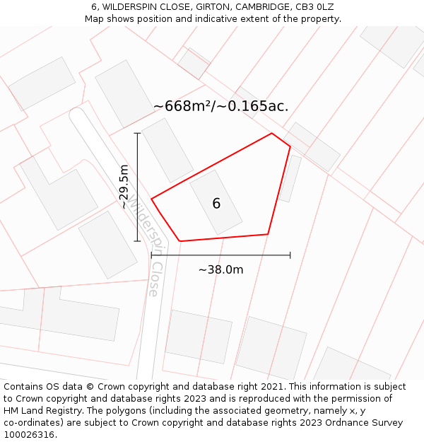 6, WILDERSPIN CLOSE, GIRTON, CAMBRIDGE, CB3 0LZ: Plot and title map