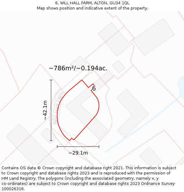 6, WILL HALL FARM, ALTON, GU34 1QL: Plot and title map