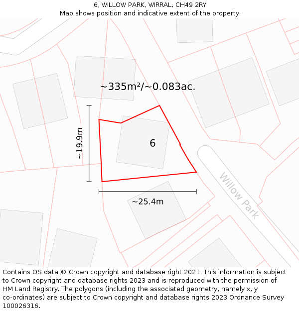 6, WILLOW PARK, WIRRAL, CH49 2RY: Plot and title map