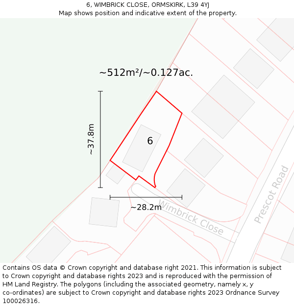 6, WIMBRICK CLOSE, ORMSKIRK, L39 4YJ: Plot and title map