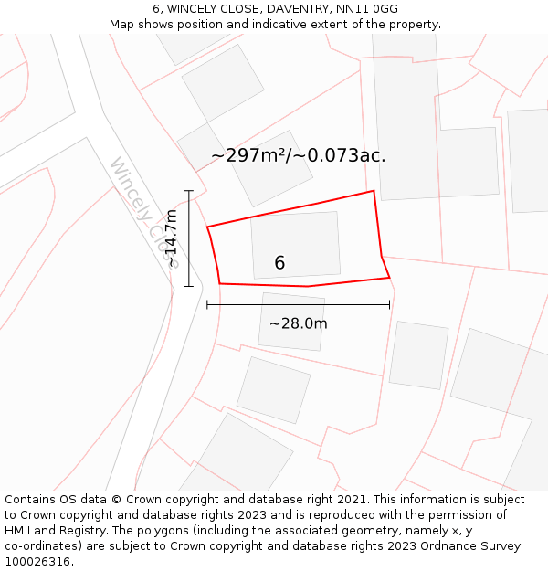 6, WINCELY CLOSE, DAVENTRY, NN11 0GG: Plot and title map