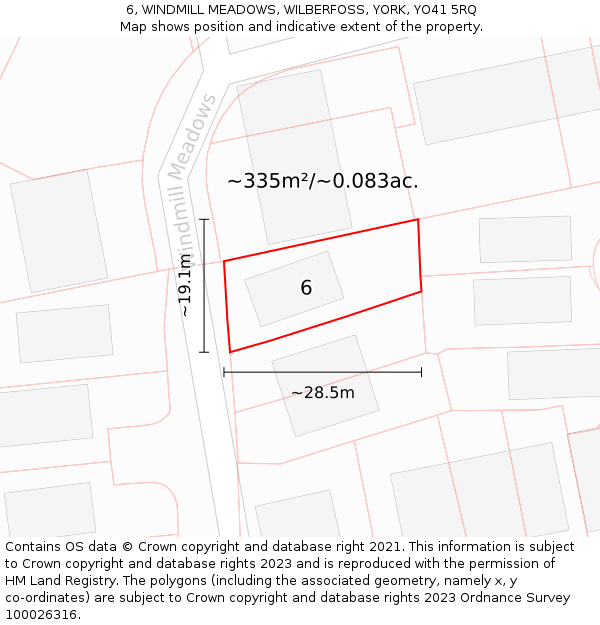 6, WINDMILL MEADOWS, WILBERFOSS, YORK, YO41 5RQ: Plot and title map