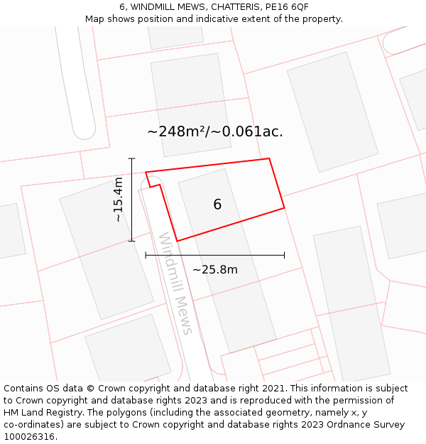 6, WINDMILL MEWS, CHATTERIS, PE16 6QF: Plot and title map