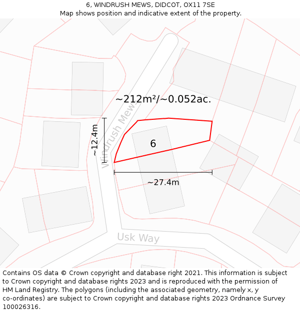 6, WINDRUSH MEWS, DIDCOT, OX11 7SE: Plot and title map