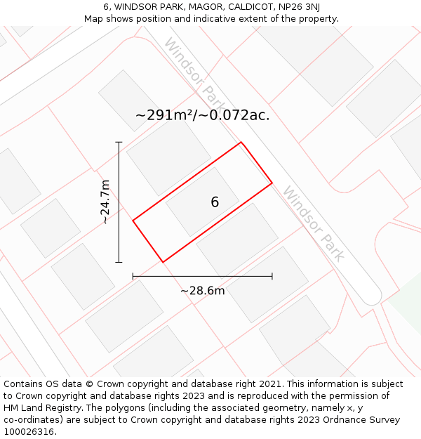 6, WINDSOR PARK, MAGOR, CALDICOT, NP26 3NJ: Plot and title map