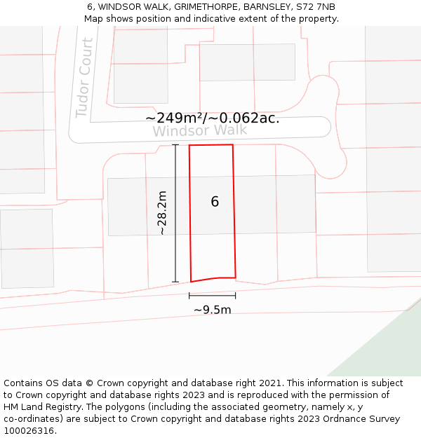 6, WINDSOR WALK, GRIMETHORPE, BARNSLEY, S72 7NB: Plot and title map