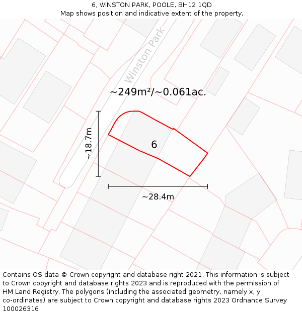 6, WINSTON PARK, POOLE, BH12 1QD: Plot and title map