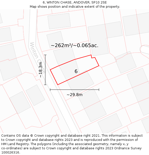 6, WINTON CHASE, ANDOVER, SP10 2SE: Plot and title map