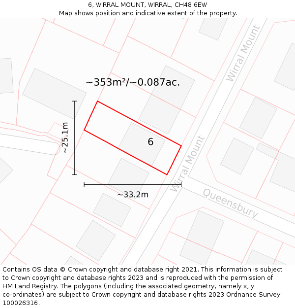 6, WIRRAL MOUNT, WIRRAL, CH48 6EW: Plot and title map
