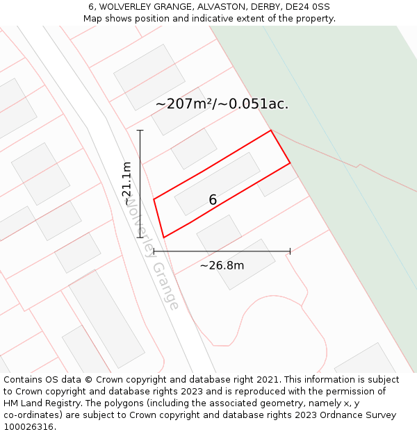 6, WOLVERLEY GRANGE, ALVASTON, DERBY, DE24 0SS: Plot and title map