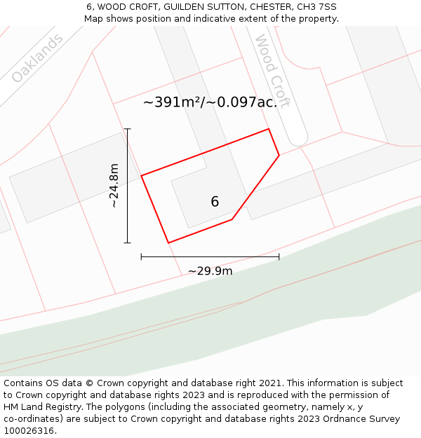 6, WOOD CROFT, GUILDEN SUTTON, CHESTER, CH3 7SS: Plot and title map