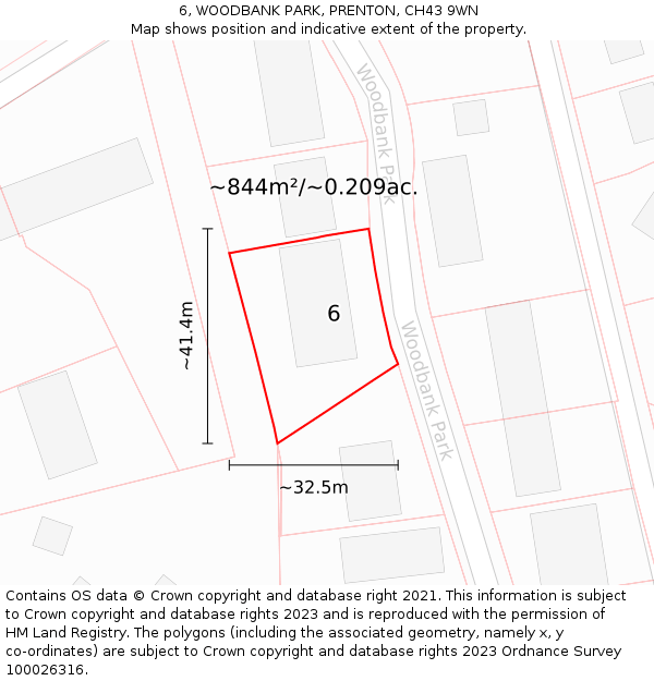 6, WOODBANK PARK, PRENTON, CH43 9WN: Plot and title map