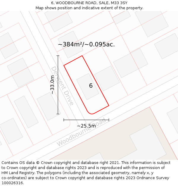 6, WOODBOURNE ROAD, SALE, M33 3SY: Plot and title map