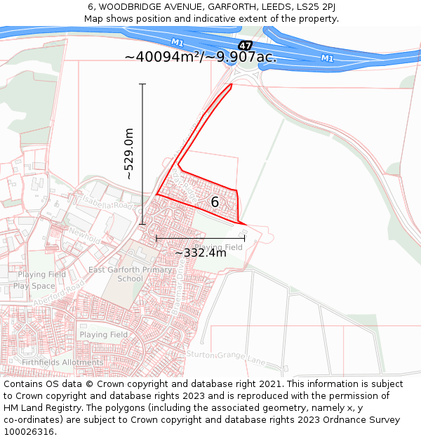6, WOODBRIDGE AVENUE, GARFORTH, LEEDS, LS25 2PJ: Plot and title map