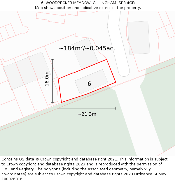 6, WOODPECKER MEADOW, GILLINGHAM, SP8 4GB: Plot and title map